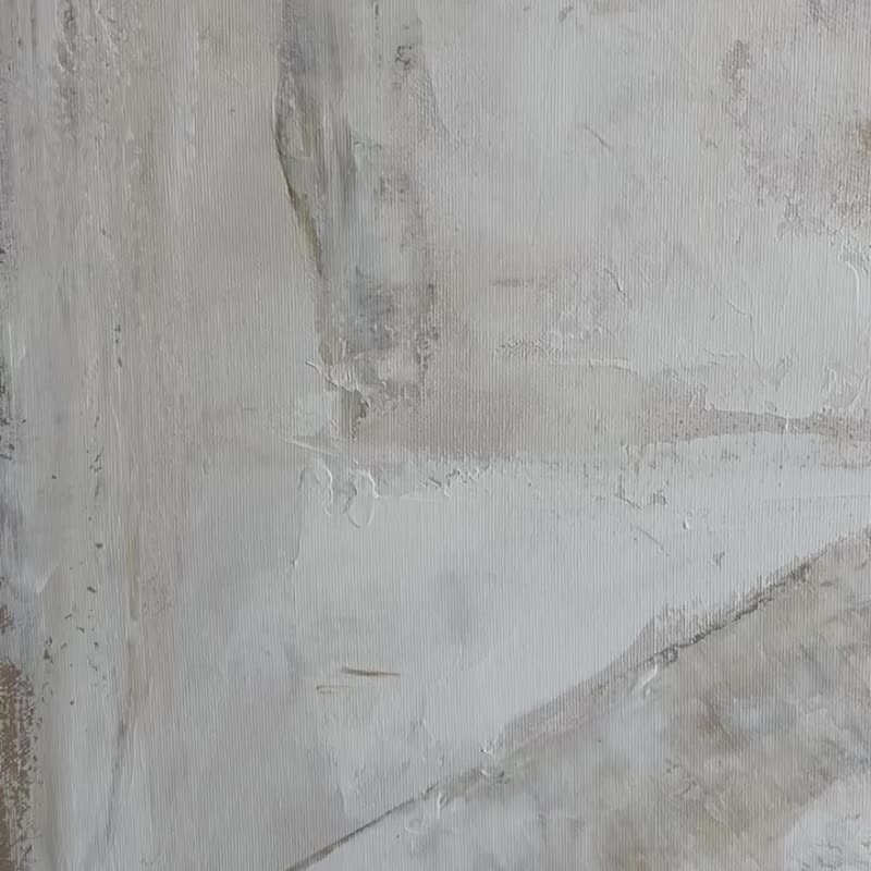 抽象米色画布绘画、原创当代艺术、现代手工制作 - 墙贴/壁贴 - 压克力 白色