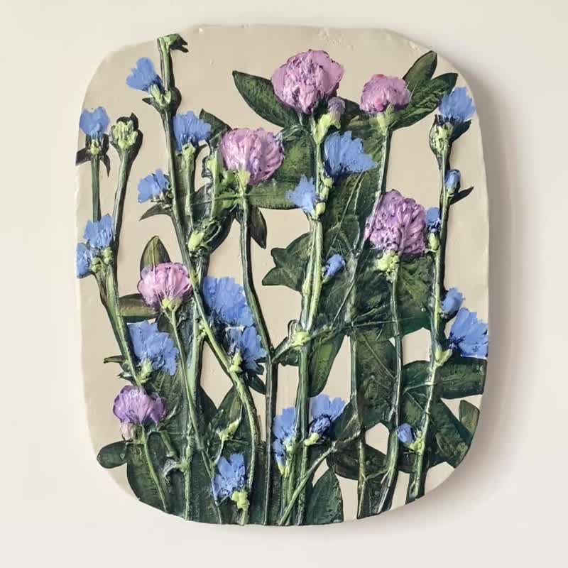 原创石膏浮雕植物墙板蒲公英花花卉画 - 墙贴/壁贴 - 其他材质 白色