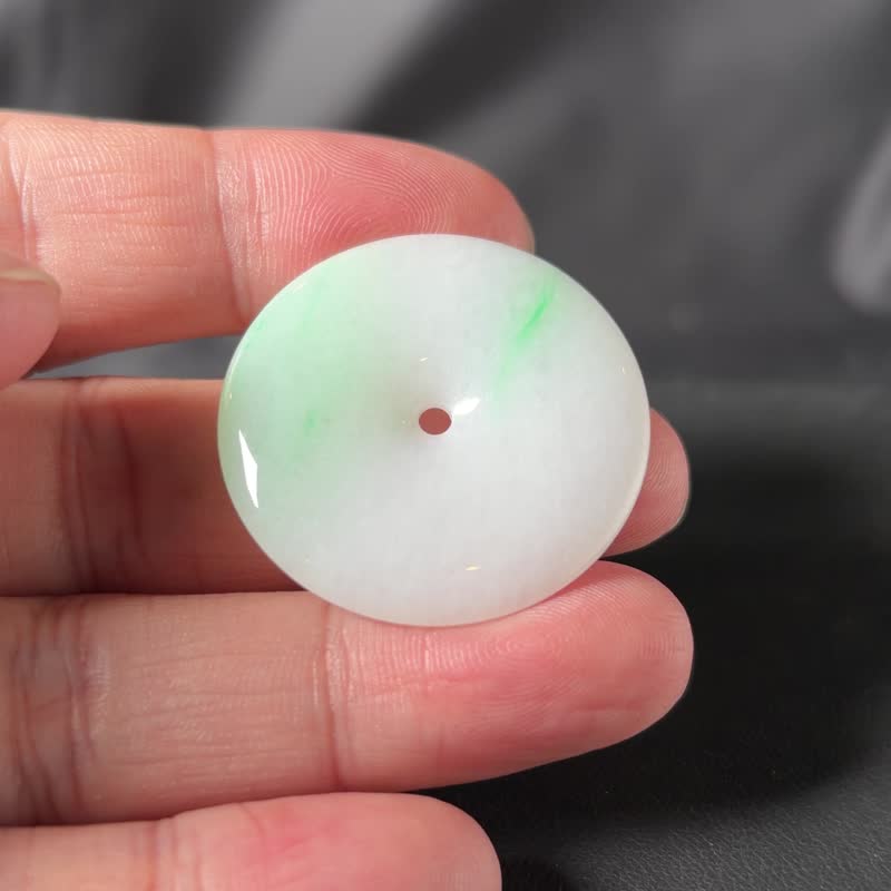 平安 | 白底青平安扣坠 随机出货 - 项链 - 玉石 绿色