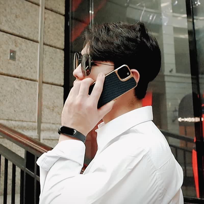 【iPhone 13 系列】 防弹纤维 铝合金背框 - 手机壳/手机套 - 碳纤维 黑色