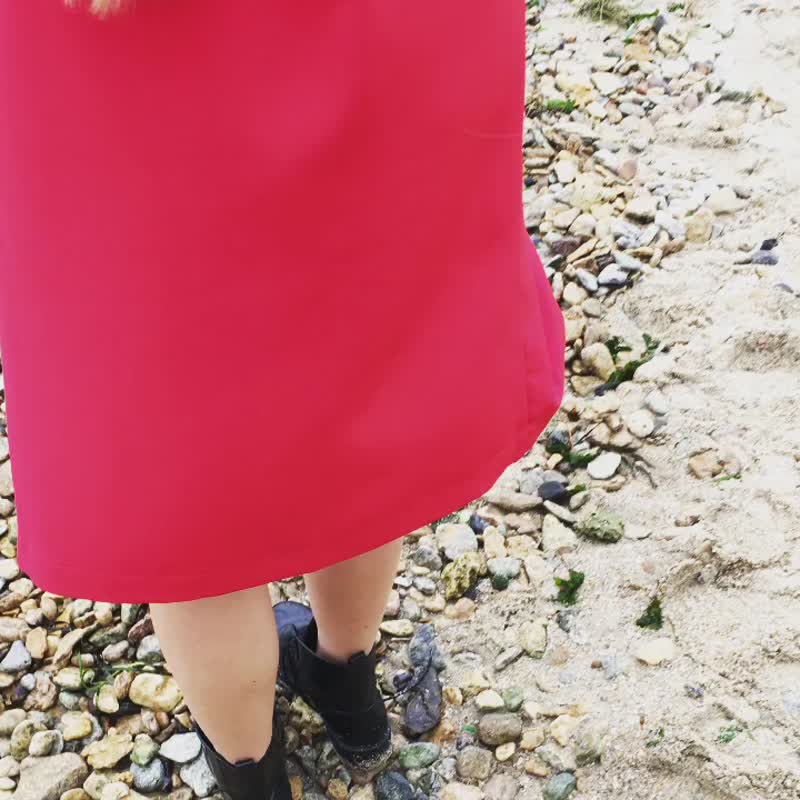 Women Wrap Midi Red Dress/ Long Sleeve Dress /Kimono style dress - 洋装/连衣裙 - 其他材质 红色