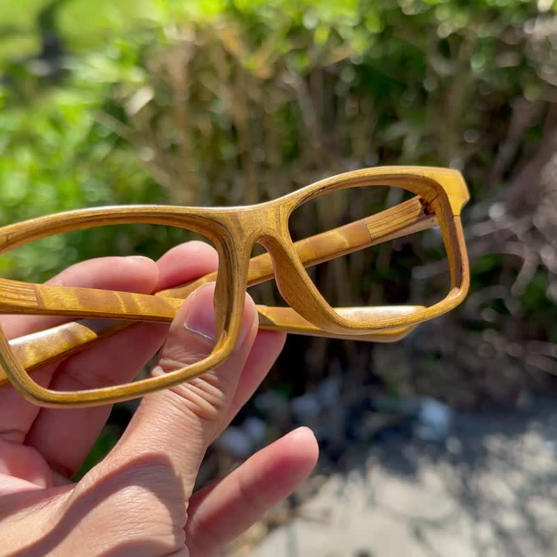 【100% 手工定制】金丝楠木框架眼镜 - 眼镜/眼镜框 - 木头 金色