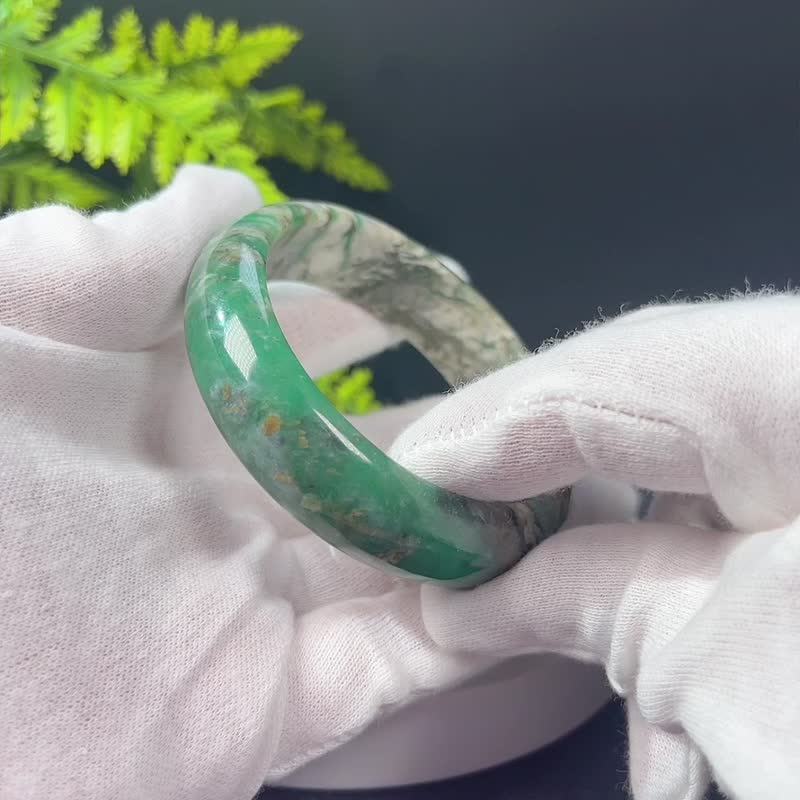 锂云母手镯59+MM 玉化星光天眼绿色祖母晶手环 优雅大气 气质上层 - 手链/手环 - 宝石 绿色