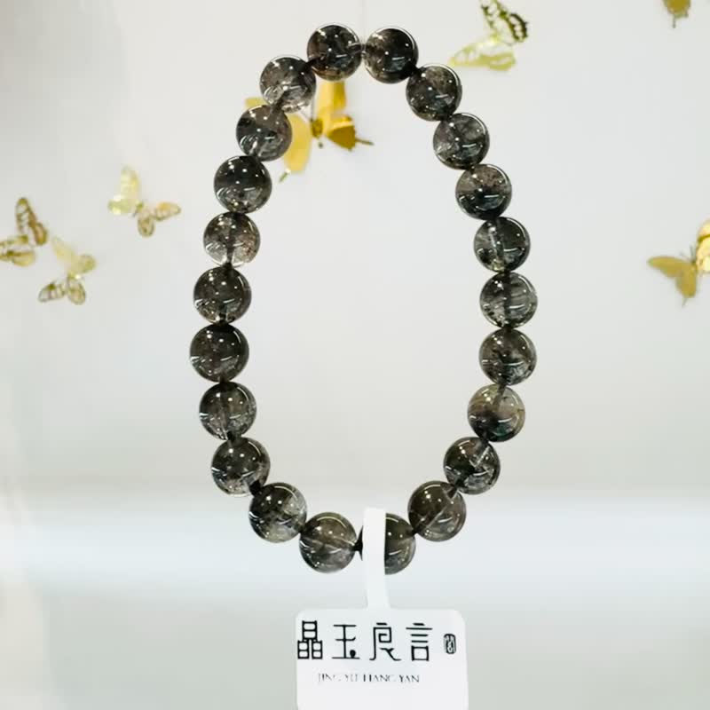 小精品赫基蒙黑武士黑闪灵8.5mm19.96g不受噩梦扰侵净化七轮 - 手链/手环 - 水晶 黑色