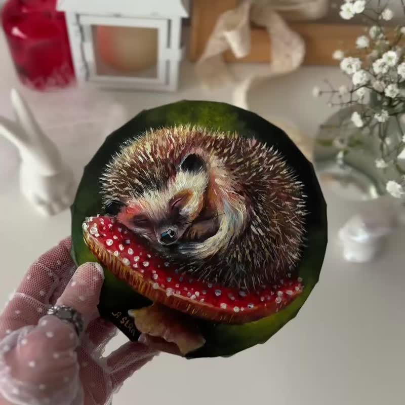 刺猬原创画作，刺猬壁挂艺术，动物墙面装饰，森林艺术 - 墙贴/壁贴 - 棉．麻 多色