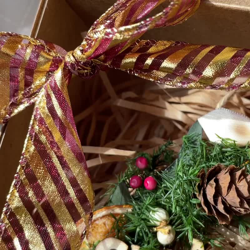 【圣诞礼盒】美好圣诞小花圈10cm 交换礼物 圣诞礼物 圣诞花圈 - 干燥花/捧花 - 植物．花 