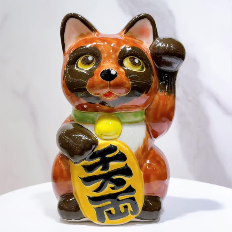【狸聚万福】日本清水烧招财猫 | 十个狸猫 - 千万両 - 摆饰 - 瓷 咖啡色