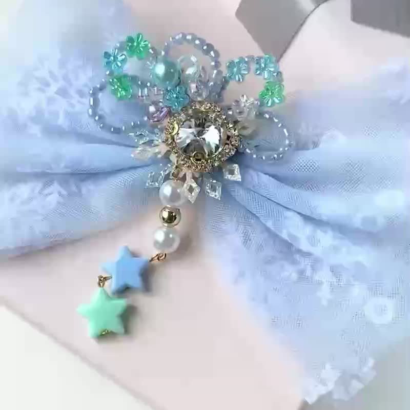 冰蓝轻纱锆石蝴蝶发夹 - 发饰 - 其他人造纤维 蓝色