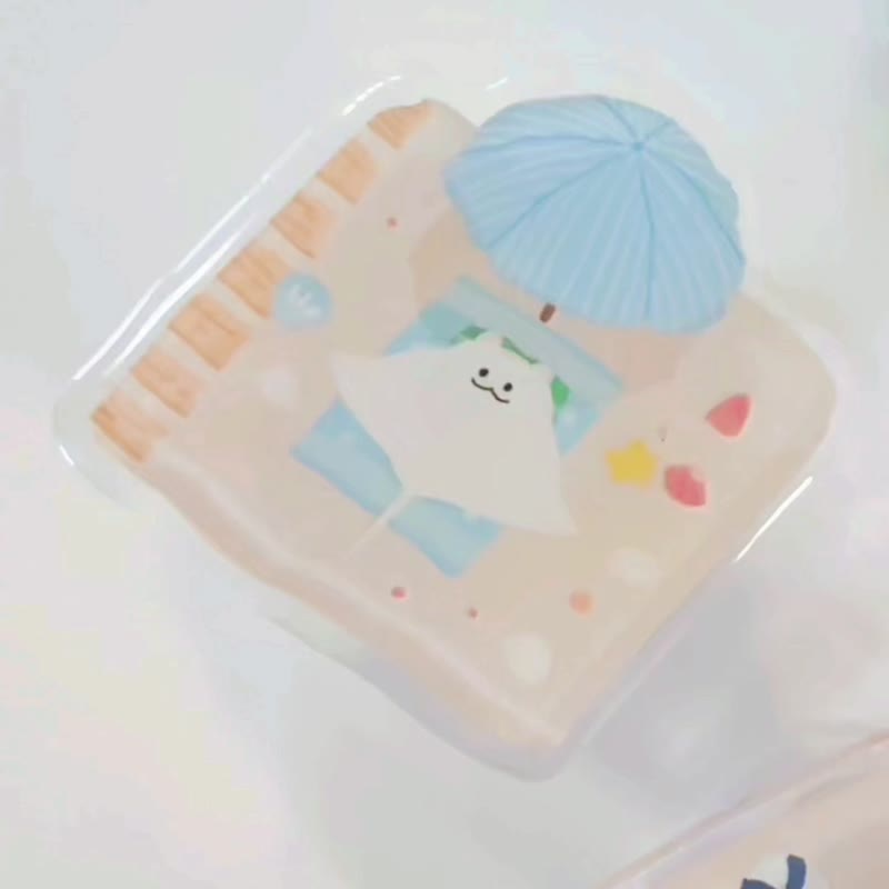 森蕗插画 度假系列 海鸥与海豹 滴胶手机气囊支架 伸缩手机支架 - 手机座/防尘塞 - 塑料 