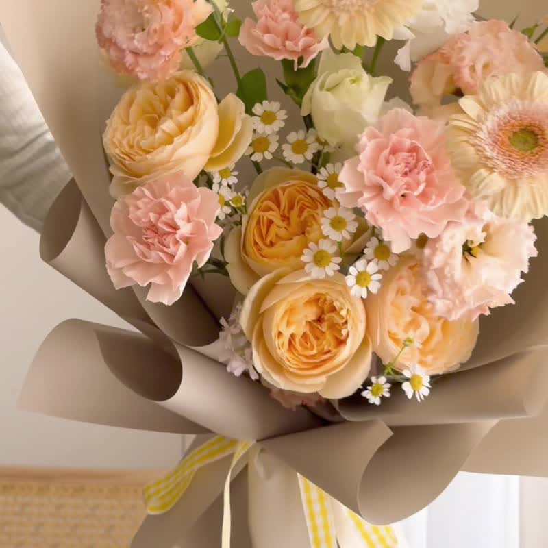 香草泡泡玫瑰鲜花束 - 植栽/盆栽 - 植物．花 橘色