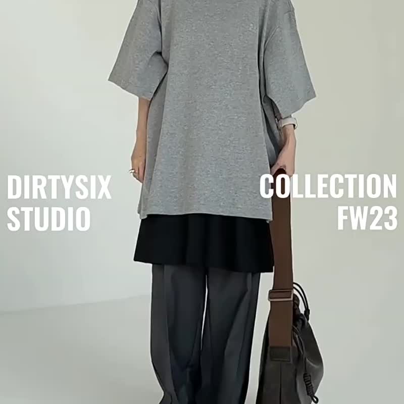 深褐咖啡色 Little by little 寬肩帶 牛皮版 抽繩方磚包 肩背包 - 侧背包/斜挎包 - 真皮 咖啡色