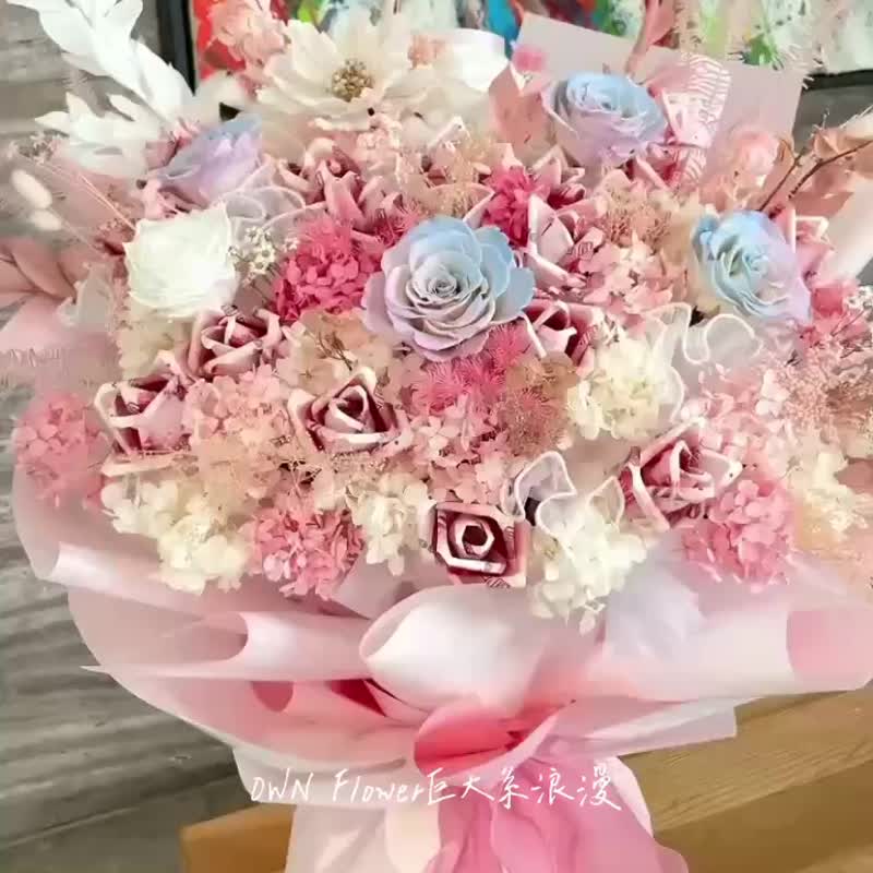 巨大花束/钱花束/有钱花花束/钞票花束/求婚花束/生日礼物/永生花 - 干燥花/捧花 - 植物．花 粉红色