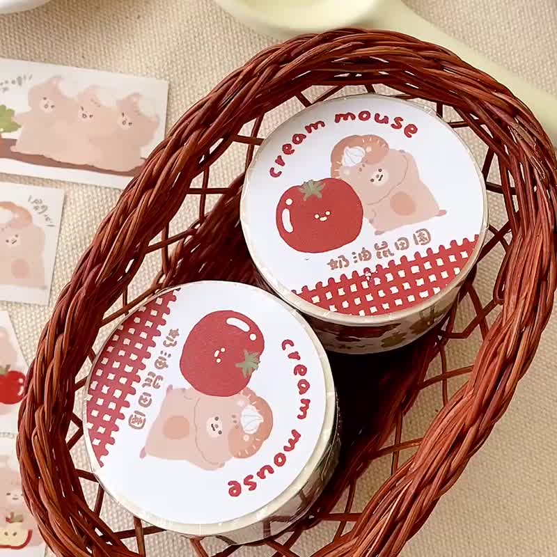 奶油鼠/奶油鼠田园/3厘米特殊油墨和纸胶带/附离型纸 - 纸胶带 - 纸 红色