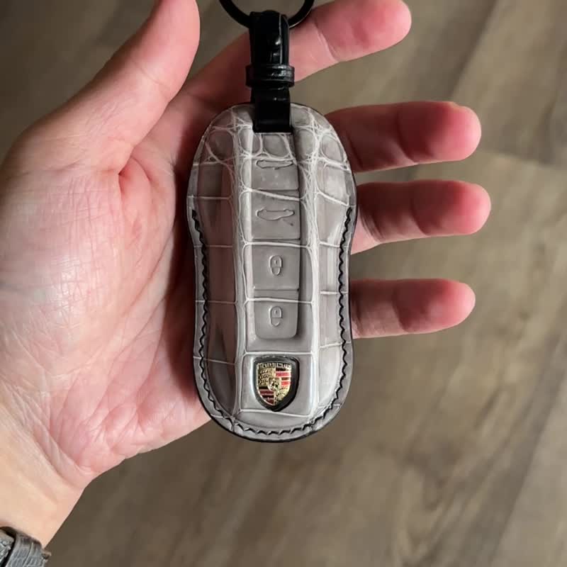 Porsche 保时捷 鳄鱼皮钥匙套 台湾手工制作 - 钥匙链/钥匙包 - 真皮 红色