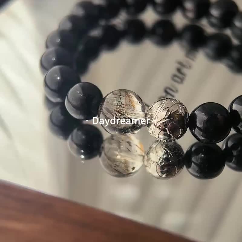 金运石黑金超天铁设计款手链 - 手链/手环 - 水晶 黑色