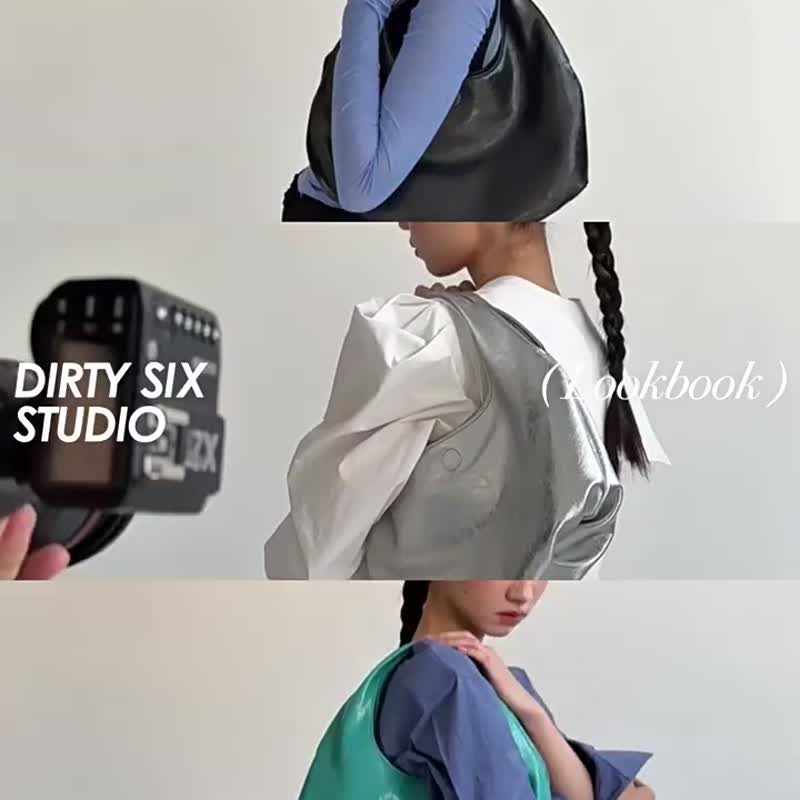器銀色 3顔色 夫卡便當包 軟軟褶皺亮皮 單肩腋下包 - 侧背包/斜挎包 - 人造皮革 银色