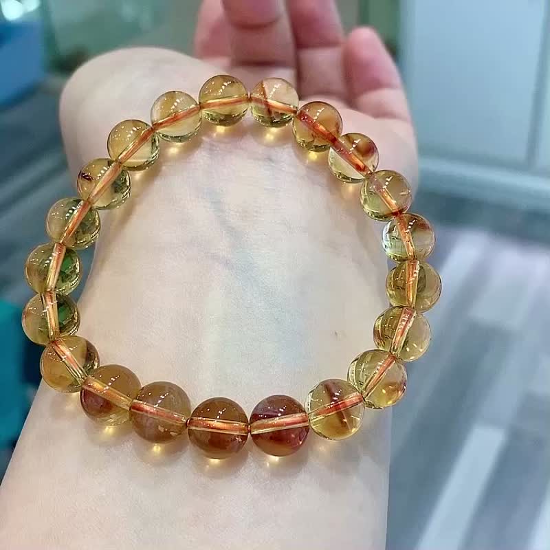 招财黄水晶纯天然极品巴西暴力黄黄水晶黄塔晶手链原矿本色 - 吊饰 - 水晶 
