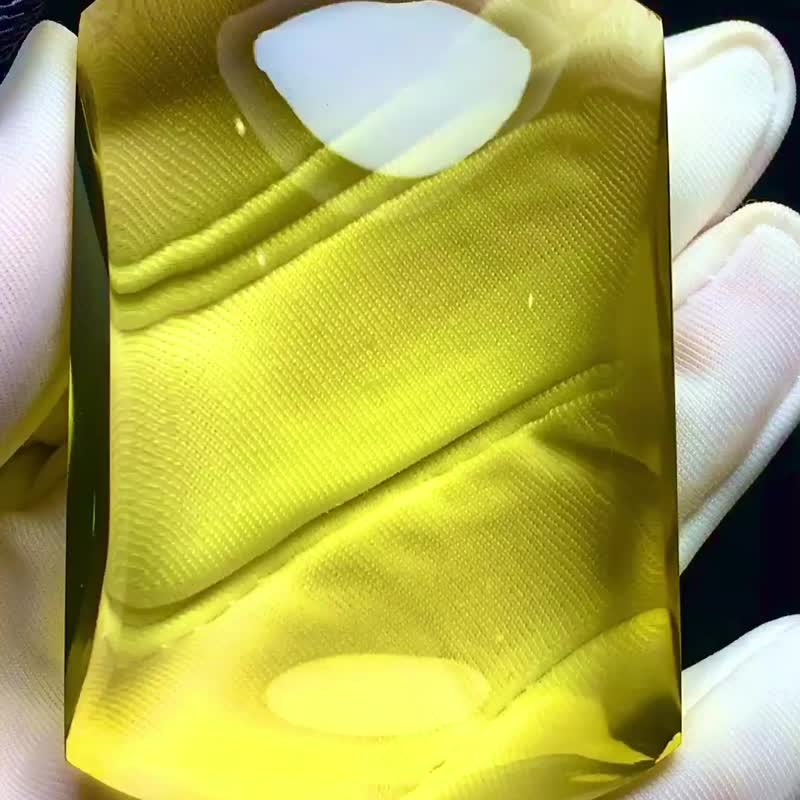 黄水晶无事牌吊坠   天然竹叶青黄水晶无事牌吊个头足 - 吊饰 - 水晶 