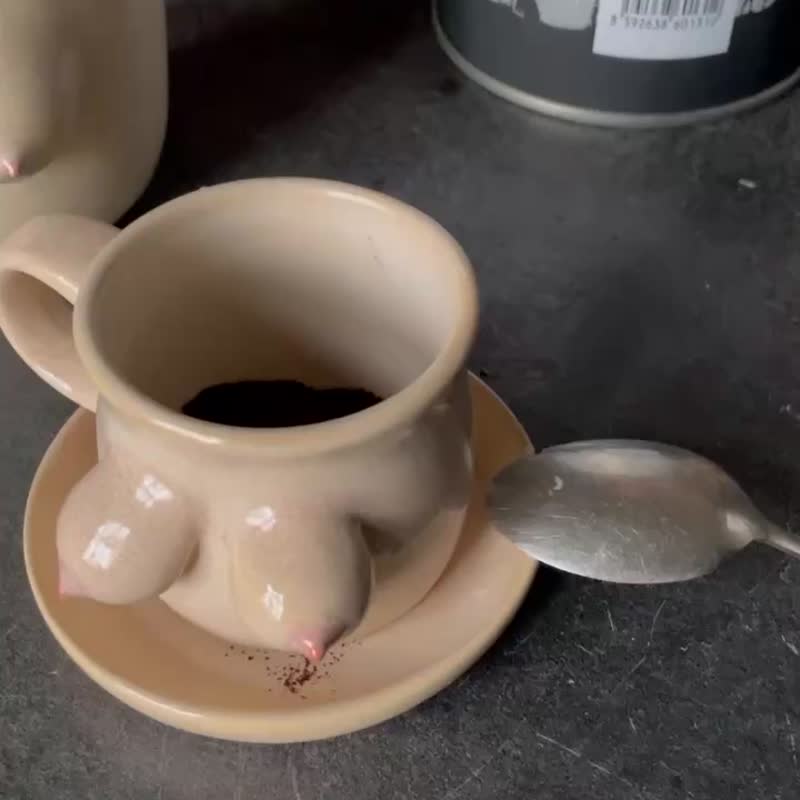 Handmade espresso set coffee mugs with personalized boobs - 其他杯子 - 陶 