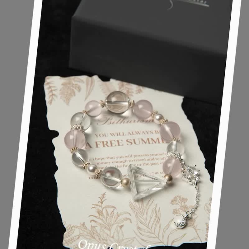 最新设计款式  白水晶 + 粉晶 +纯银配饰 - 手链/手环 - 水晶 