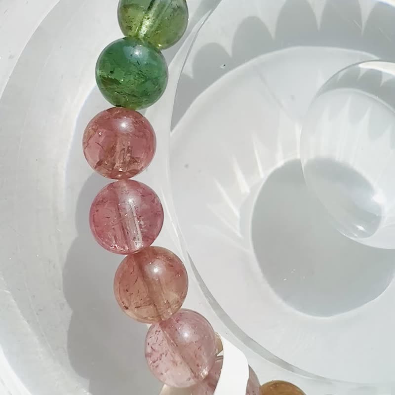 精品春天仙女系列彩碧玺 6.5mm12g 高频磁场旺夫石电气石气质首选 - 手链/手环 - 水晶 多色
