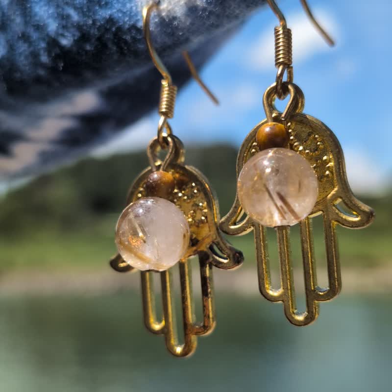 丰盛幸运耳环 - 耳环/耳夹 - 宝石 金色