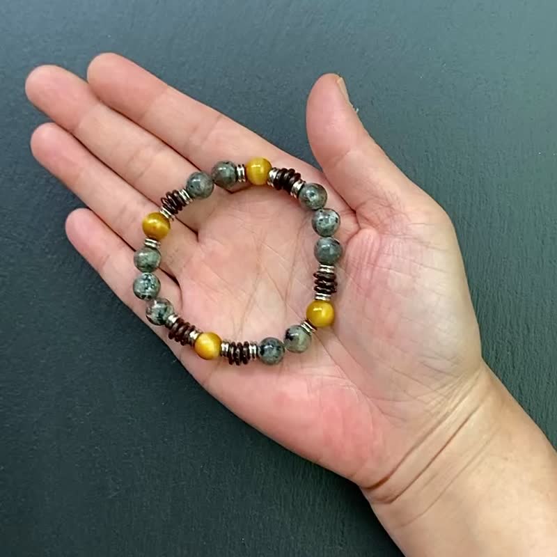 金虎眼石 火焰石 椰壳   个性钢手链  招财旺事业 增智慧 定制化 - 手链/手环 - 水晶 多色