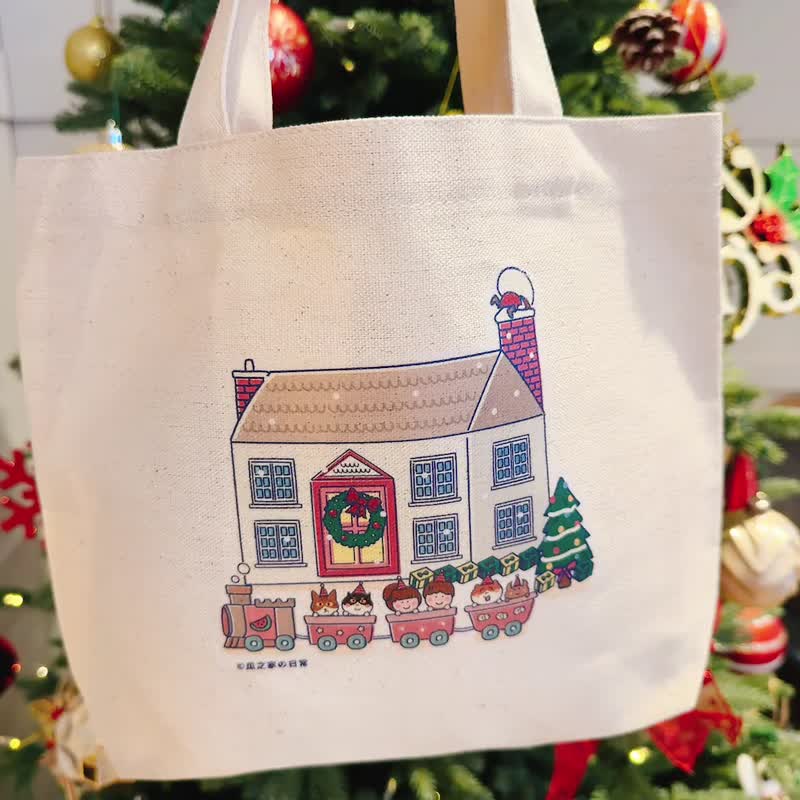 圣诞礼物 |  玫瑰小屋の日常  猫咪帆布袋 (午餐袋) 手工印制 - 手提包/手提袋 - 棉．麻 黄色