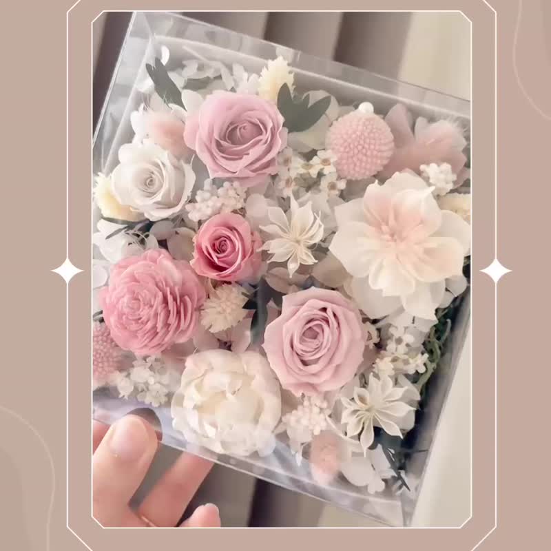 干燥玫瑰色系 永生干燥花礼盒 永生花 干燥花 花礼 开幕礼 生日礼 - 干燥花/捧花 - 其他材质 粉红色