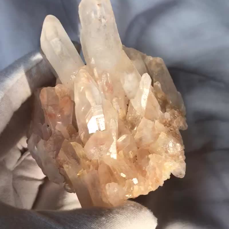 白水晶簇 粉红色 透闪亮 彩虹 白晶 水晶原矿 天然原石 水晶 quar - 摆饰 - 水晶 白色