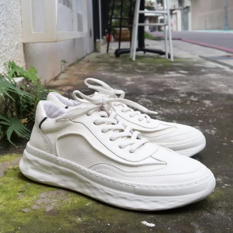 手揉牛皮休闲鞋-1587 - 男款运动鞋/球鞋 - 真皮 白色