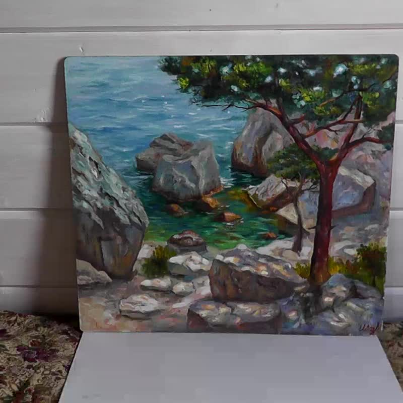 海洋风景画原创艺术风景艺术品岩石松树艺术 - 海报/装饰画/版画 - 其他材质 多色