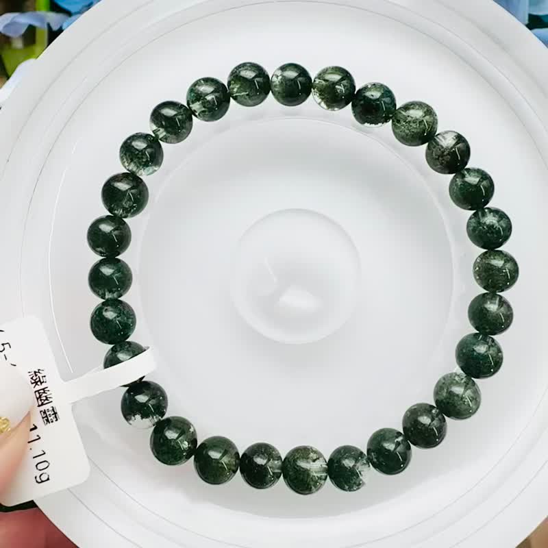 精品浓色森林绿矿多绿幽灵6.5-6.8mm11.10g主正财事业贵人运人缘 - 手链/手环 - 水晶 绿色