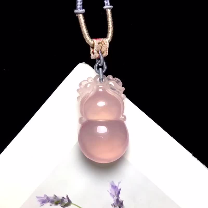 天然粉晶葫芦吊坠 葫芦的谐音是福禄 福是和谐 代表的是平安幸福 - 吊饰 - 水晶 