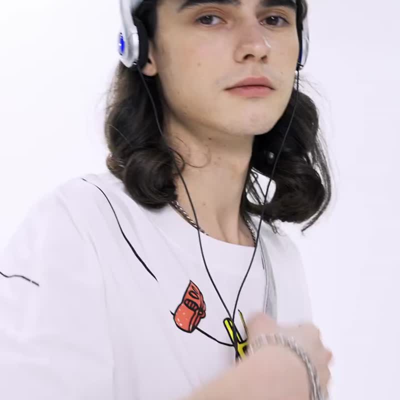 情侣短袖t恤  夏季晾衣绳夹小动物上衣 - 男装上衣/T 恤 - 棉．麻 粉红色