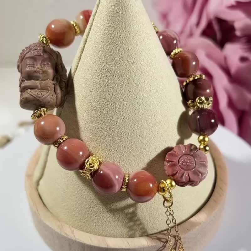 阿拉善 腮红 干估玫瑰 手珠 手链 串珠 女财神扎基拉姆同款订制 - 手链/手环 - 玉石 