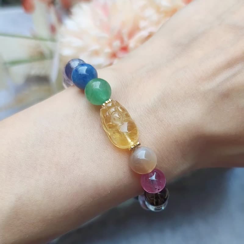 Rainbow-草莓晶/橙月光/黄水晶/东陵玉/蓝晶/堇青/紫水晶/茶晶 - 手链/手环 - 水晶 多色