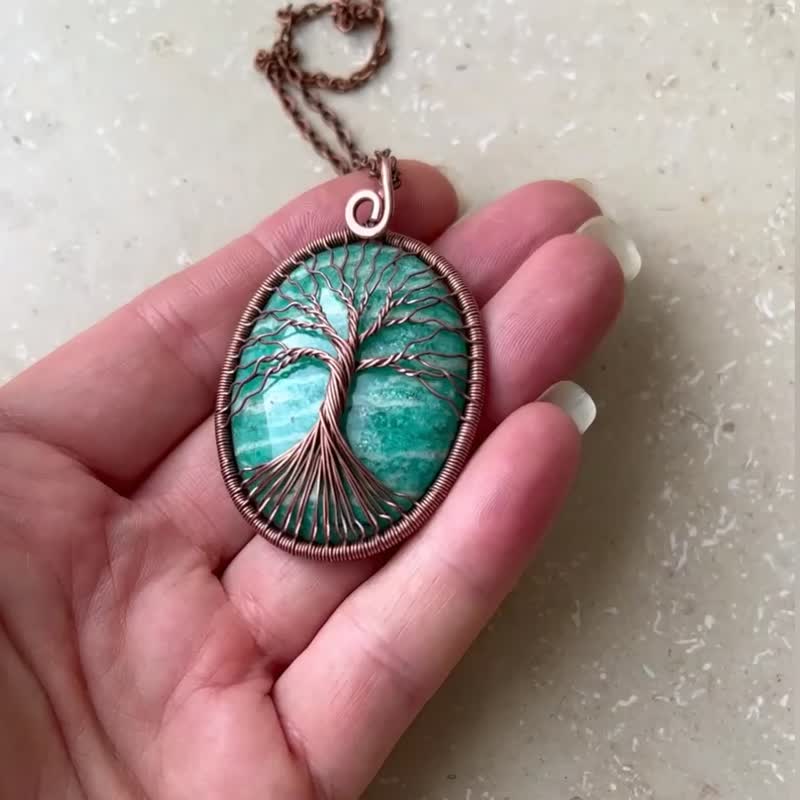 拉长石项链 缠绕线宝石项链 铜饰珠宝项链 纪念项链 - 项链 - 半宝石 蓝色