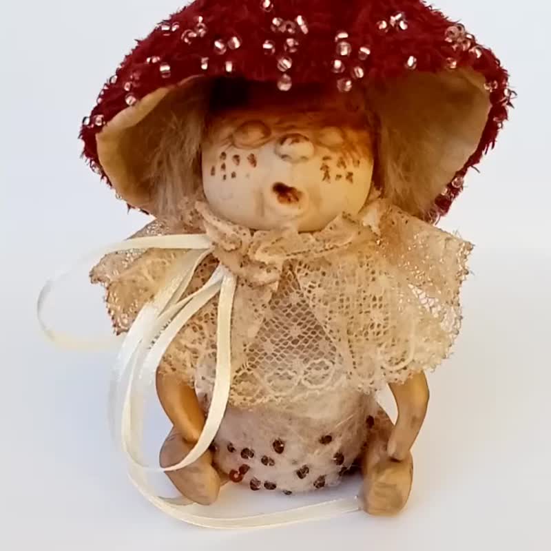 Art doll mushroom, cute mushroom handmade ooak - 玩偶/公仔 - 其他材质 