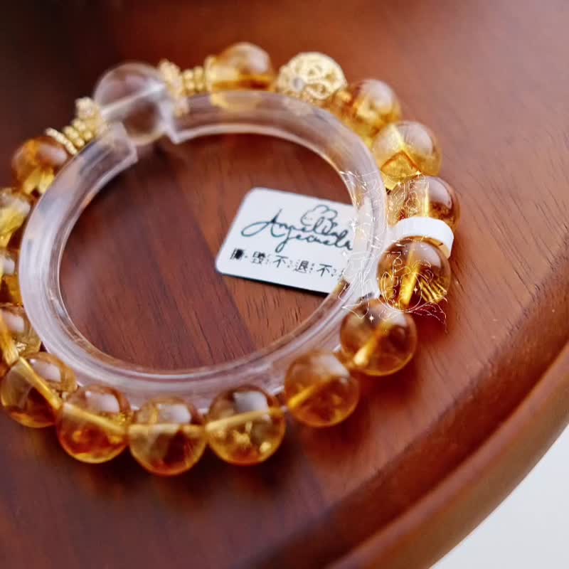 弥雅手作丨滴金祈丨天然金钱丰盛生命之火黄水晶手串原创设计 - 手链/手环 - 水晶 黄色