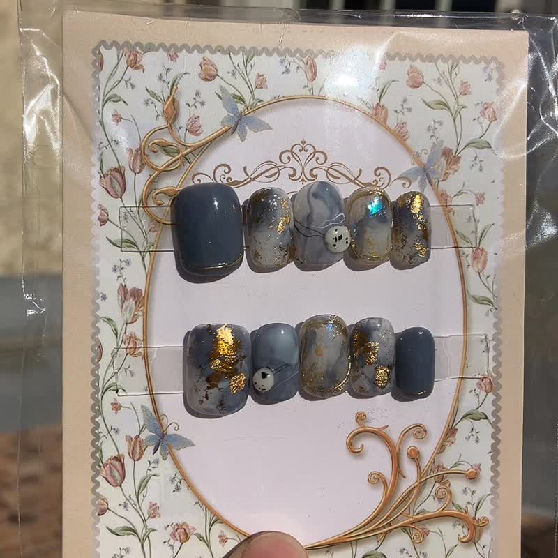 烟波浩渺 手工美甲 手绘穿戴甲 Nail arts/Press on nails - 其他 - 其他材质 银色