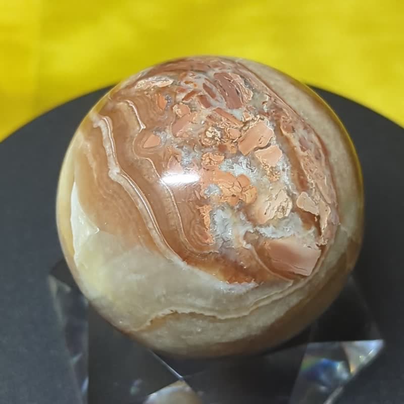 运好气】赤色丹田 聚气 红龙宫舍利球 提升循环 (50mm/附底座) - 摆饰 - 石头 卡其色