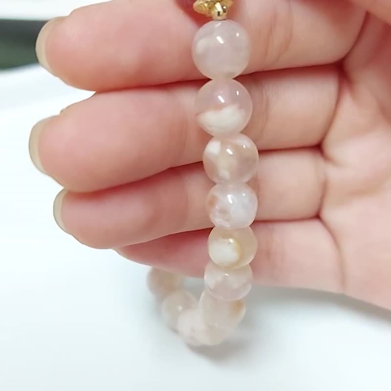 和谐之爱 女士水晶手链 || 草莓晶+樱花玛瑙 - 手链/手环 - 半宝石 