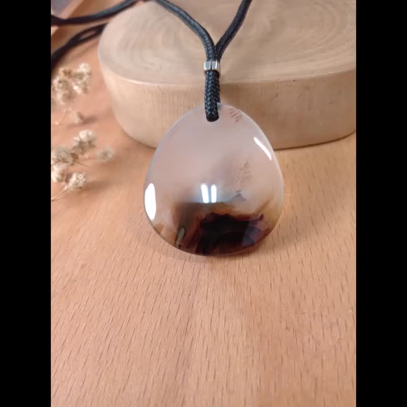 项链 简洁设计-意象天景 海洋玉髓/中性设计简单搭配双面配戴/ - 项链 - 玉石 咖啡色