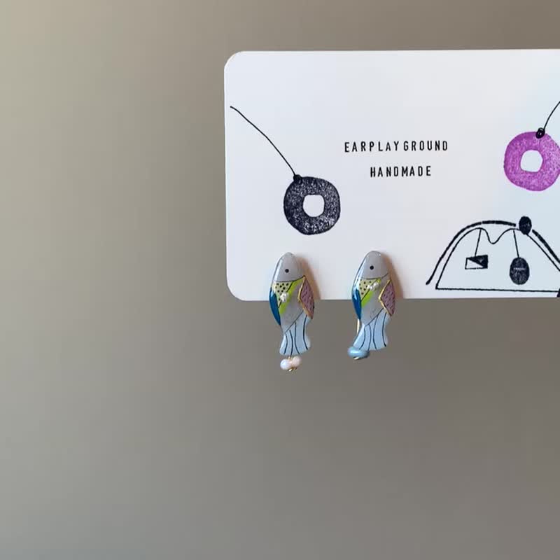 花谷鱼 - 耳环/耳夹 - 树脂 多色