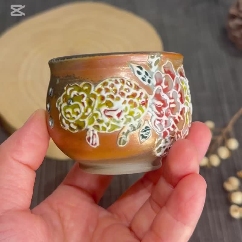 花尾金鱼柴烧杯 - 茶具/茶杯 - 陶 