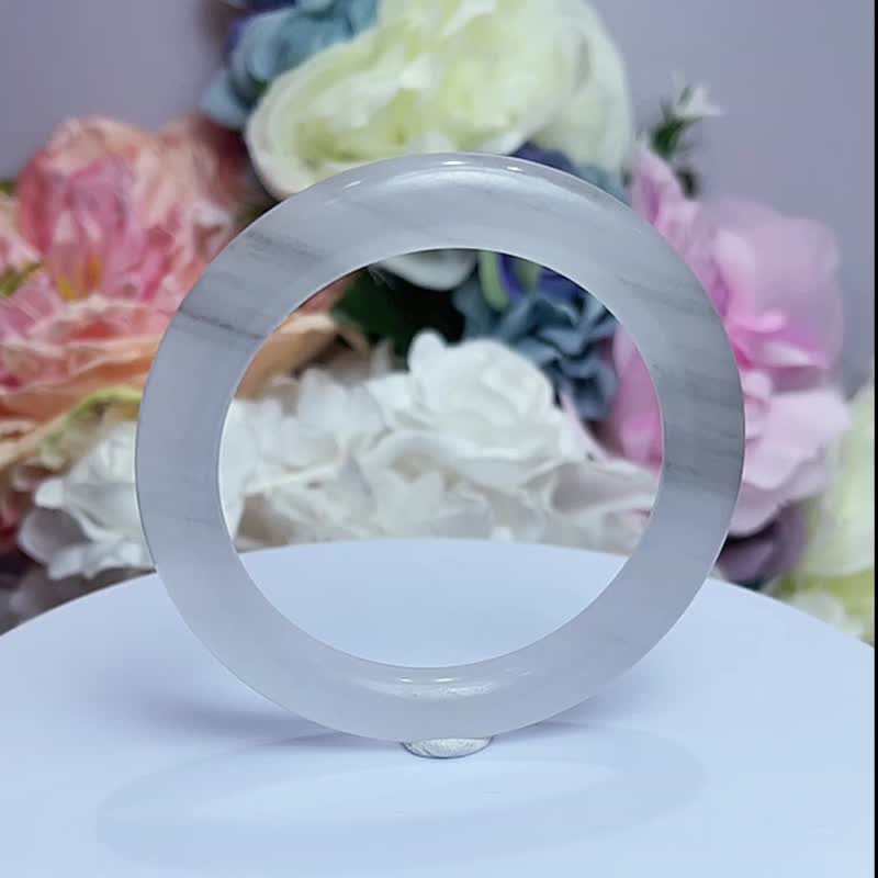 NO.198星辉寻梦 烟灰平安镯 高冰时尚灰 手镯 内径 52 MM 圈口 - 手链/手环 - 玉石 灰色
