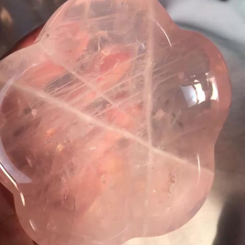 高质 雪花 莫桑比克 彩虹 透亮 粉晶碗 粉水晶 水晶 rose quartz - 摆饰 - 水晶 粉红色