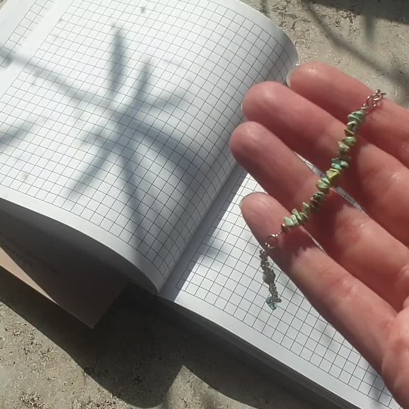 天然绿松石手链，925 纯银，送给妈妈的礼物，金牛座诞生石 - 手链/手环 - 宝石 绿色