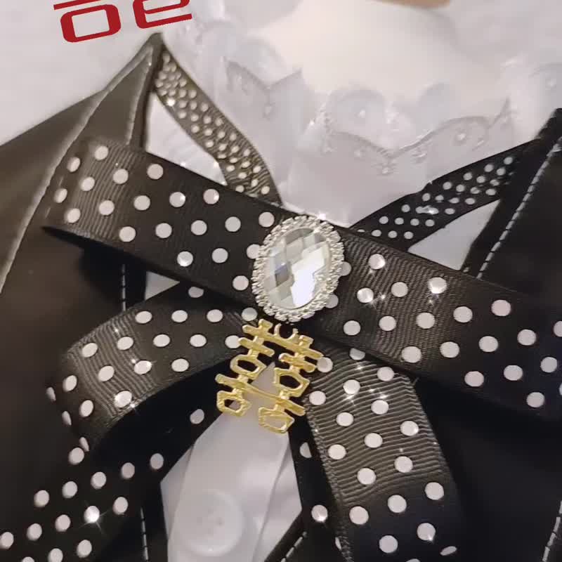 囍 结婚 婚体 燕尾服 Texudo 绅士服 造型 煲呔宠物围巾/颈 - 项圈/牵绳 - 棉 黑色
